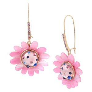 NWT Betsey Johnson Large Flower Shepard Hook Earrings